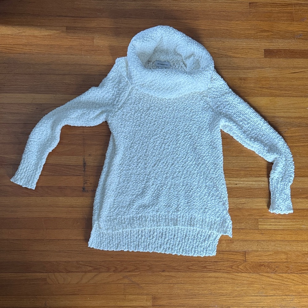 Liz Claiborne Soft White Cowl Neck Sweater